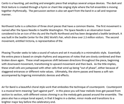 Band Notes